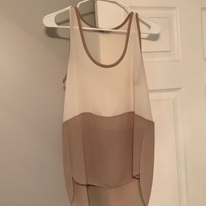 Brown and white tank top.